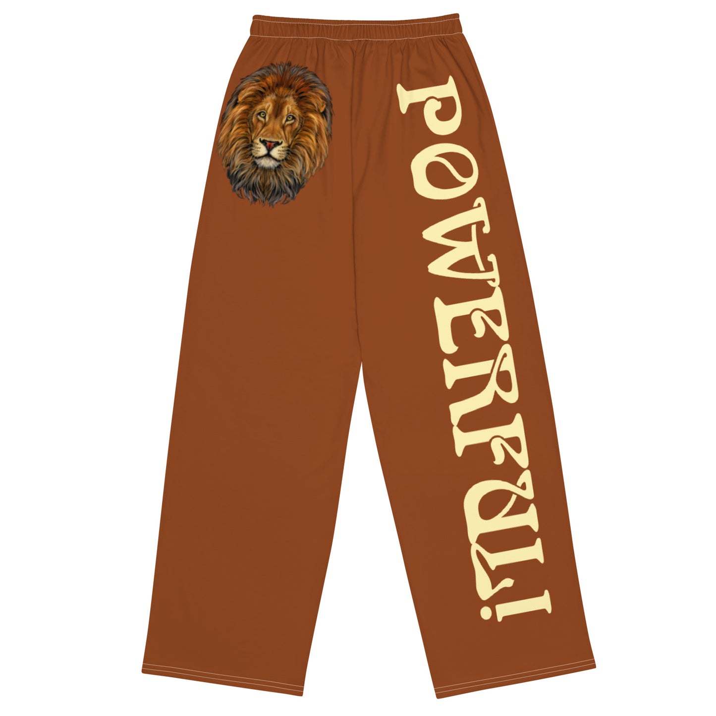 “POWERFUL!”Brown Unisex Wide-Leg Pants W/Banana Font