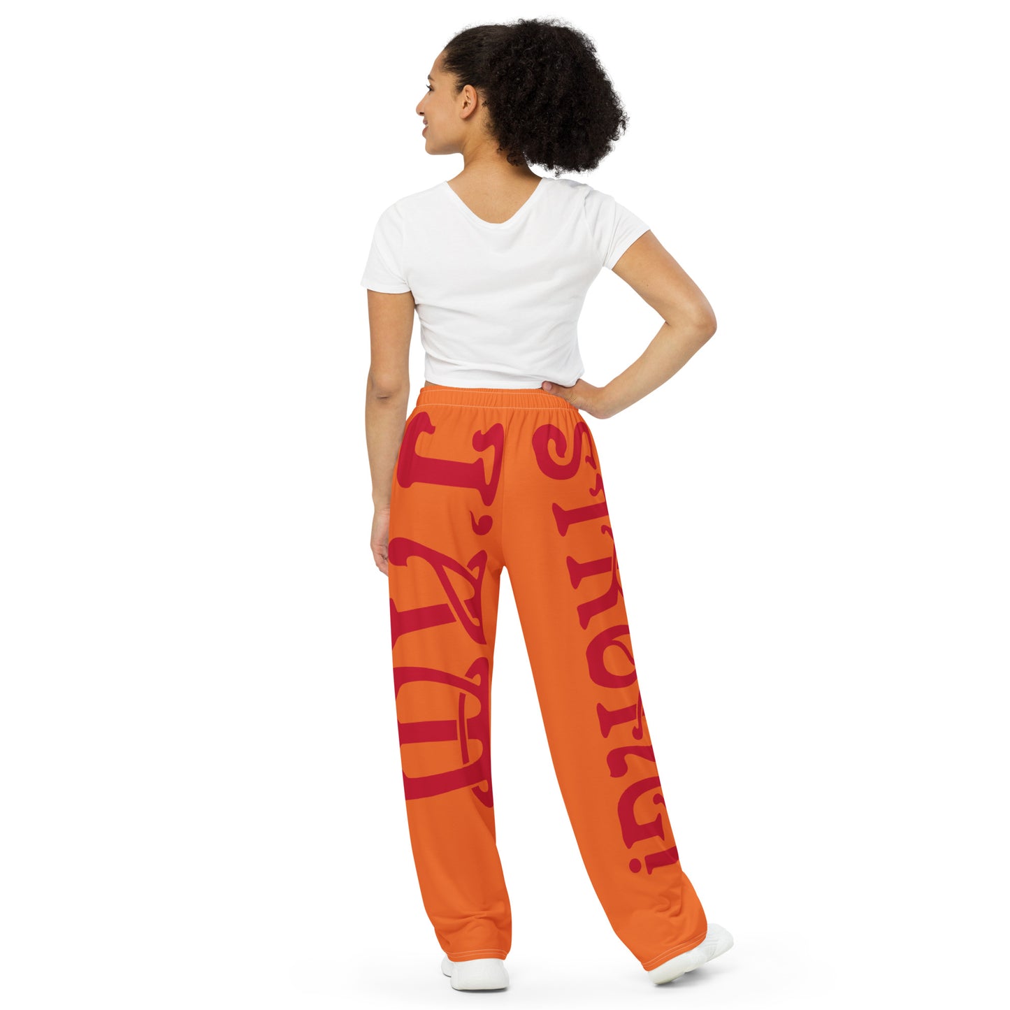 “I’AM STRONG!” Orange Unisex Wide-Leg Pants W/Red Font