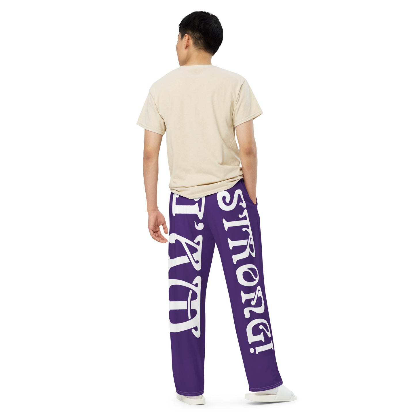 “I’AM STRONG!” Purple Unisex Wide-Leg Pants W/White Font