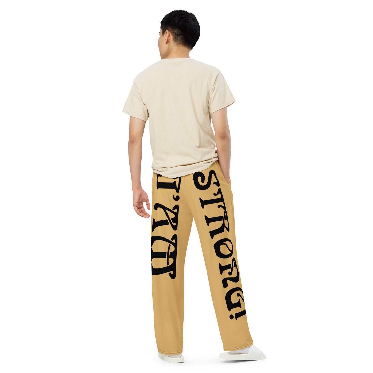 “I’AM STRONG!” Fawn Unisex Wide-Leg Pants W/Black Font