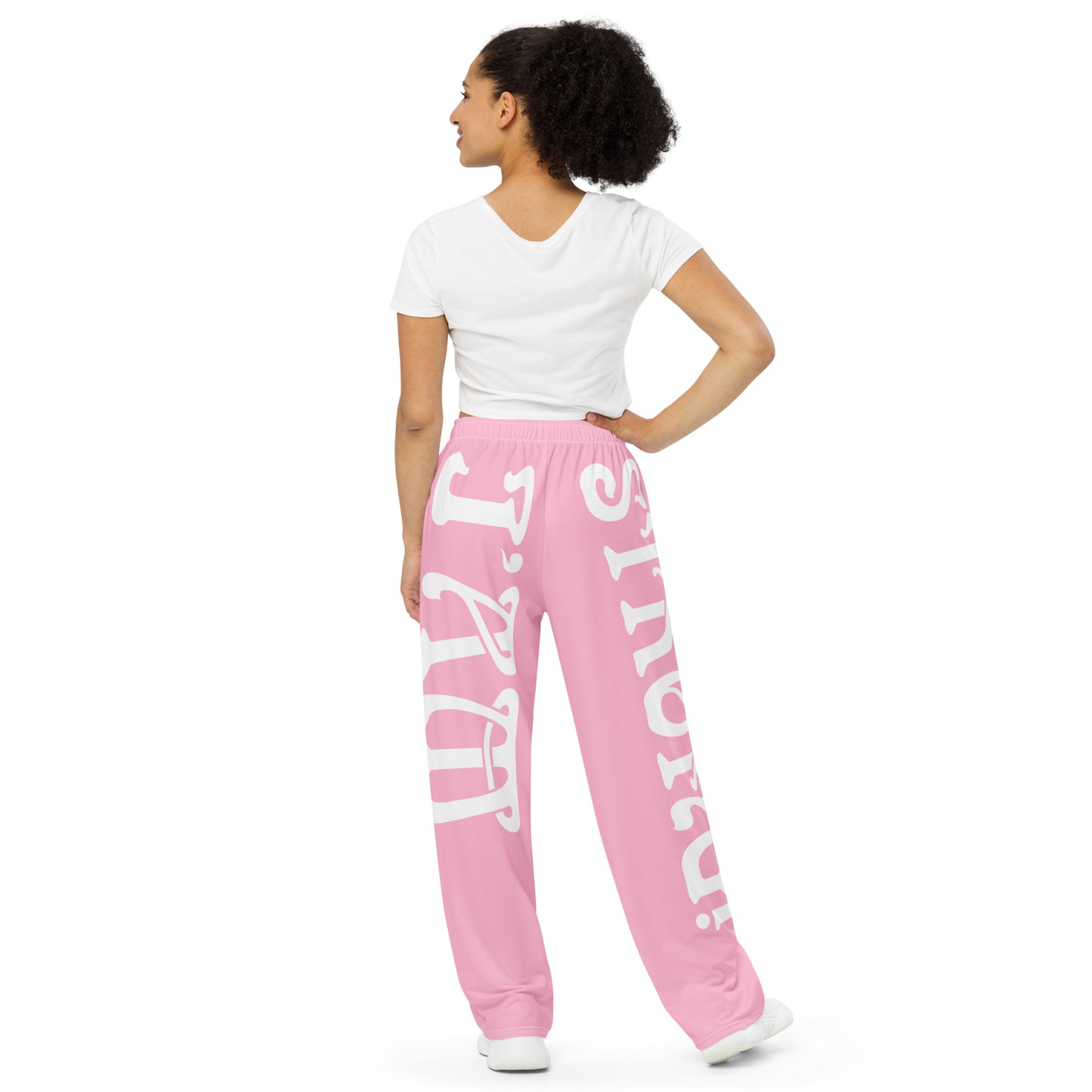 “I’AM STRONG!” Cotton Candy Unisex Wide-Leg Pants W/White Font