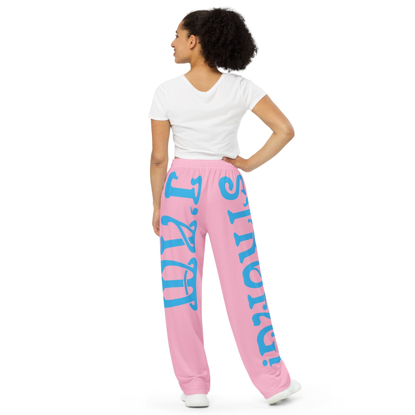 “I’AM STRONG!” Cotton Candy Unisex Wide-Leg Pants W/SkyBlue Font