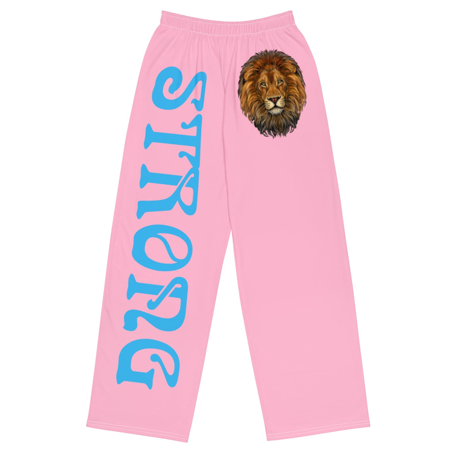 “STRONG”Cotton Candy Unisex Wide-Leg Pants W/SkyBlue Font