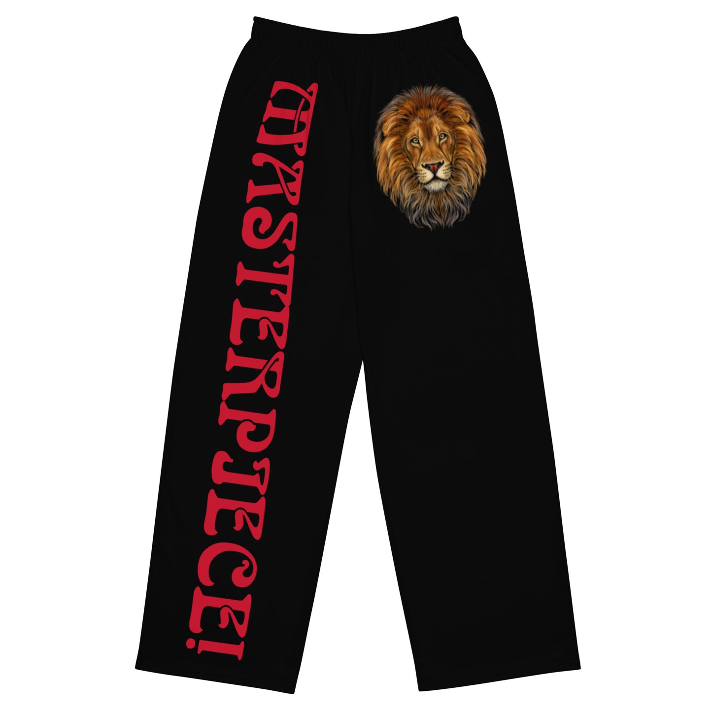 “MASTERPIECE!” Black Unisex Wide-Leg Pants W/Red Font