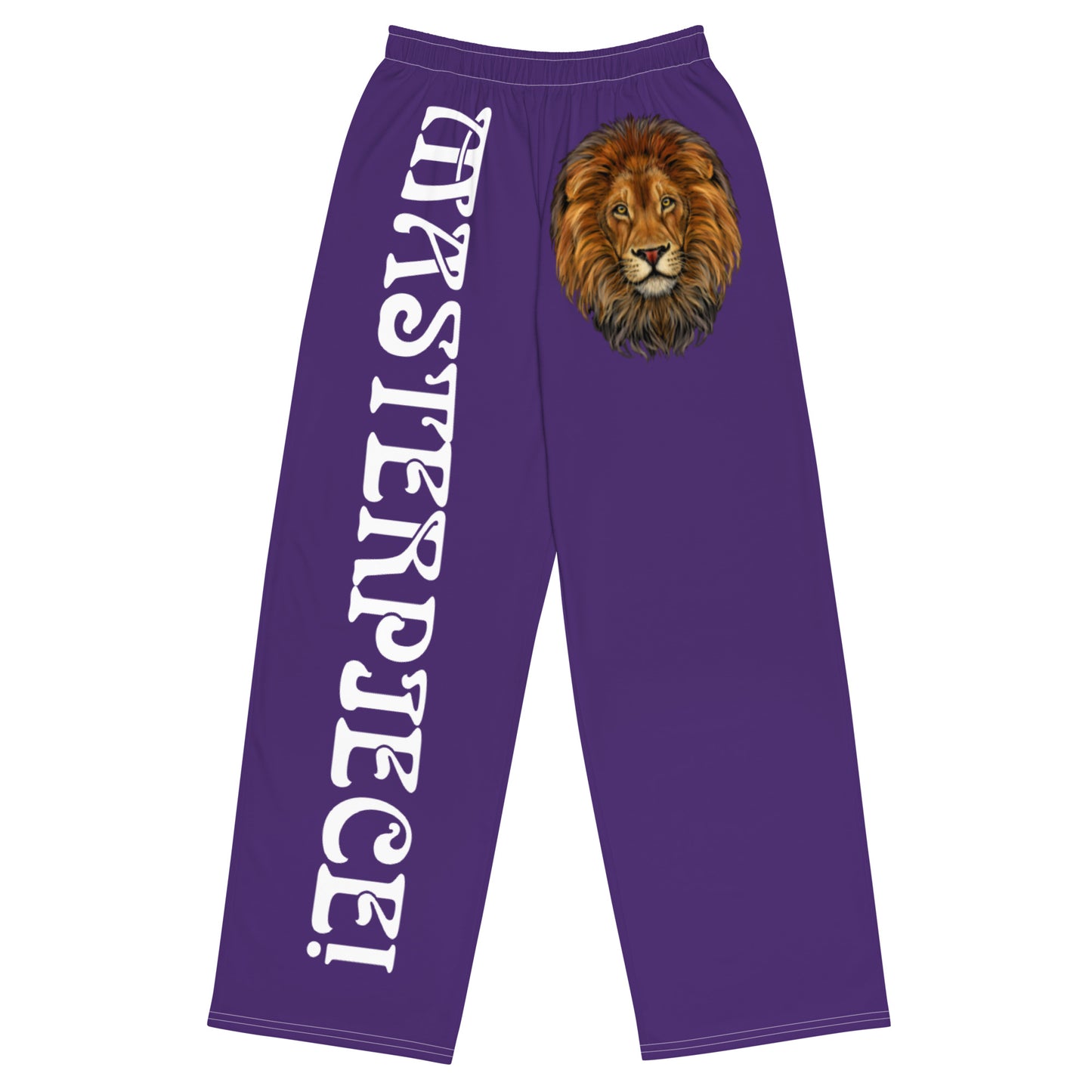 “MASTERPIECE!”Purple Unisex Wide-Leg Pants W/White Font