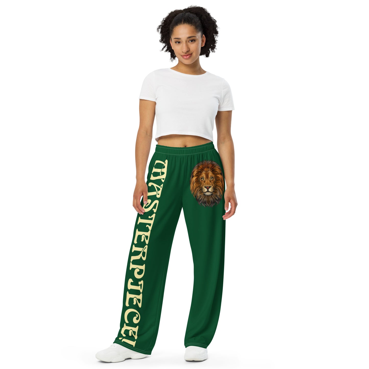 “MASTERPIECE!”Green Unisex Wide-Leg Pants W/Banana Font