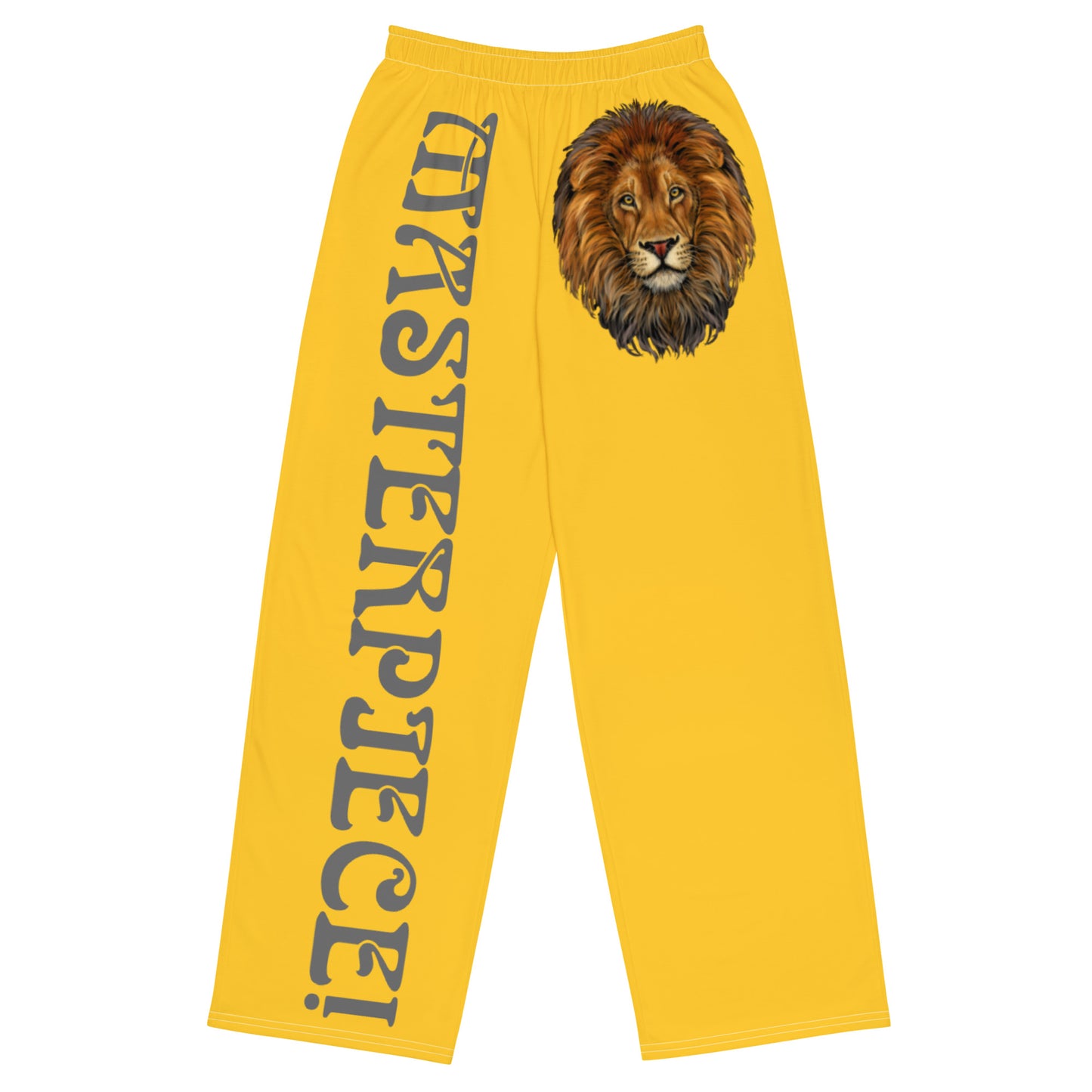 “MASTERPIECE!”Yellow Unisex Wide-Leg Pants W/Grey Font