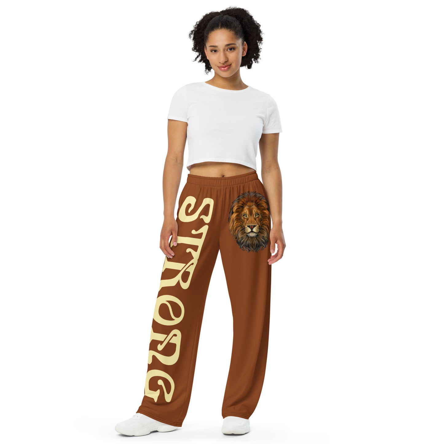 “STRONG”Brown Unisex Wide-Leg Pants W/Banana Font