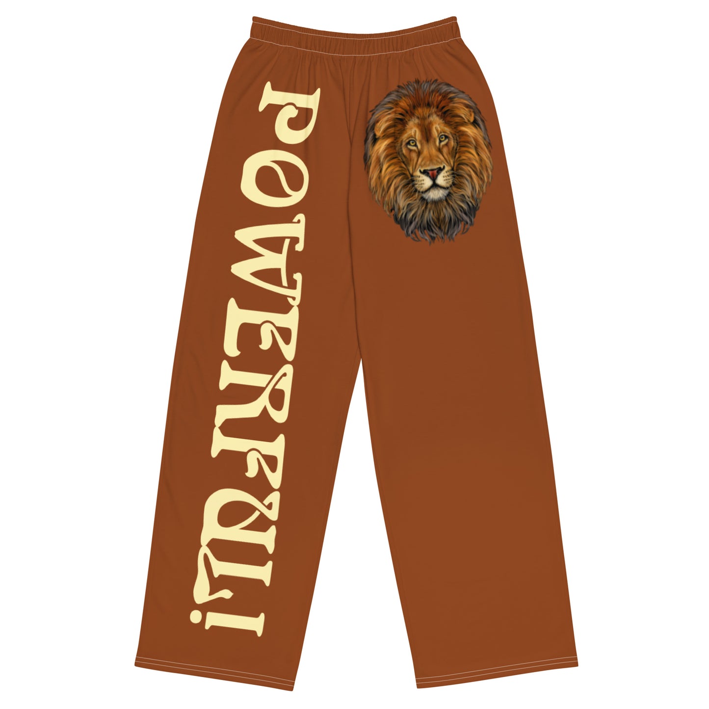 “POWERFUL!”Brown Unisex Wide-Leg Pants W/Banana Font