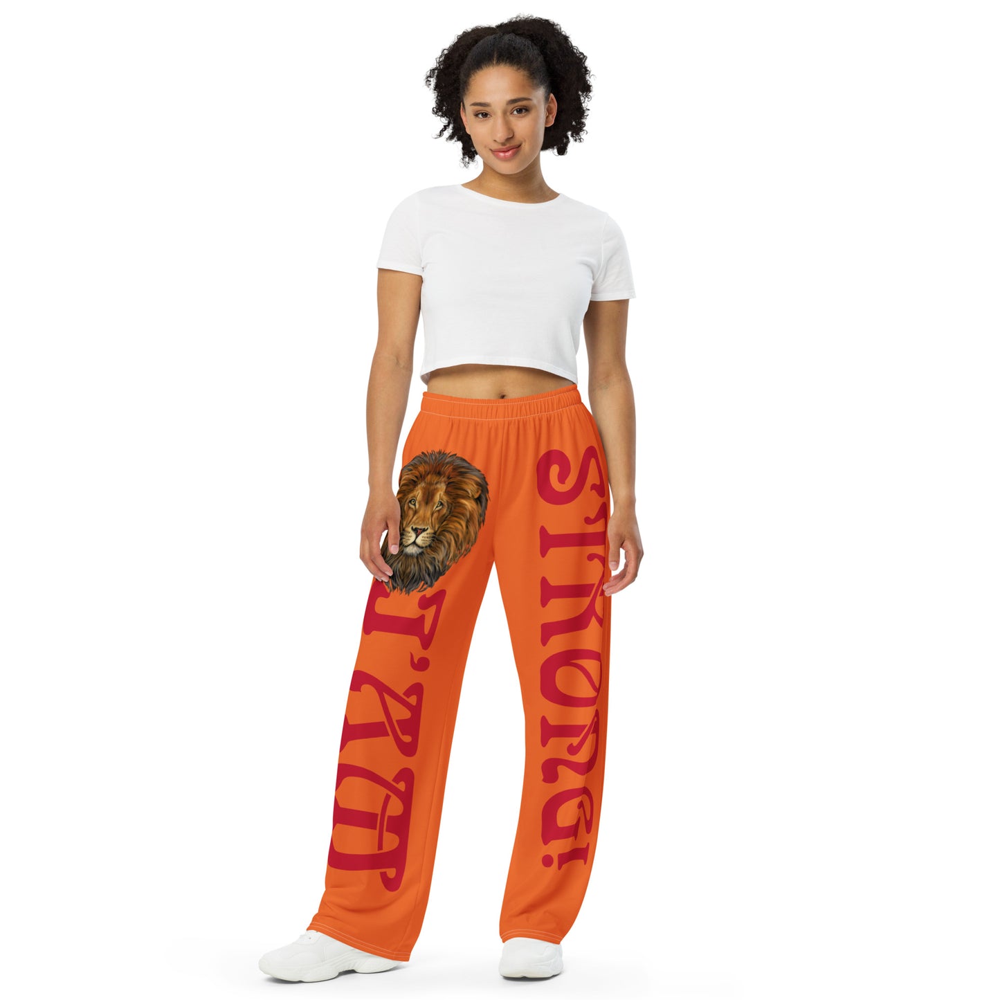 “I’AM STRONG!” Orange Unisex Wide-Leg Pants W/Red Font