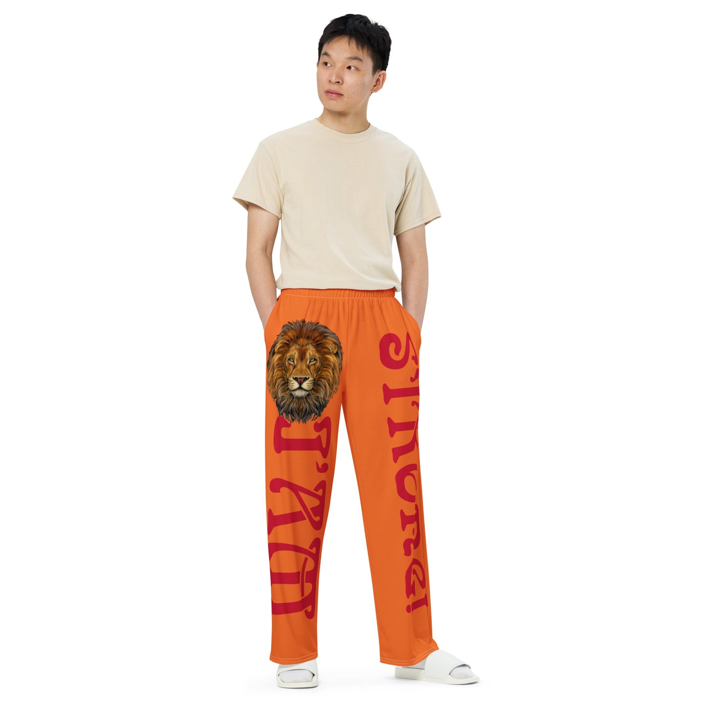 “I’AM STRONG!” Orange Unisex Wide-Leg Pants W/Red Font