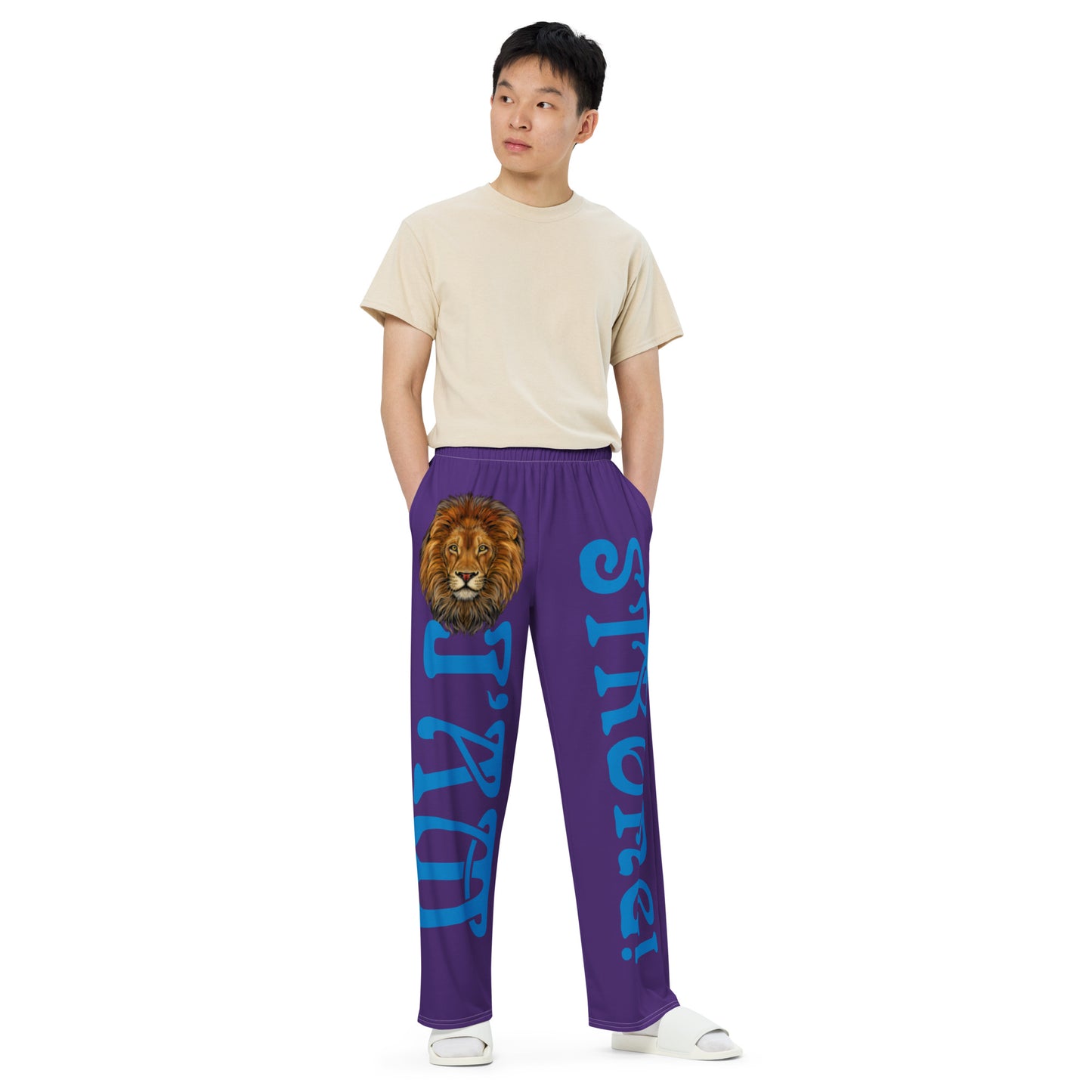 “I’AM STRONG!” Purple Unisex Wide-Leg Pants W/Blue Font