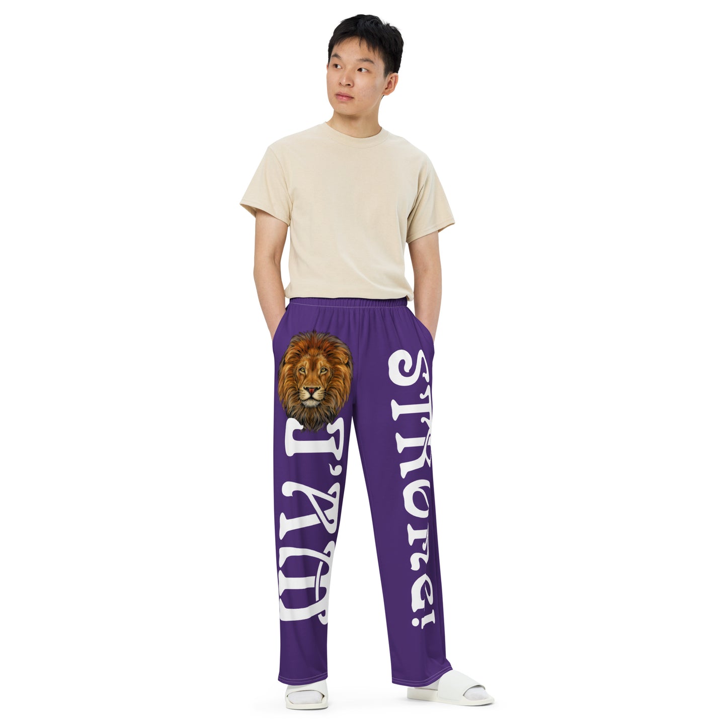 “I’AM STRONG!” Purple Unisex Wide-Leg Pants W/White Font