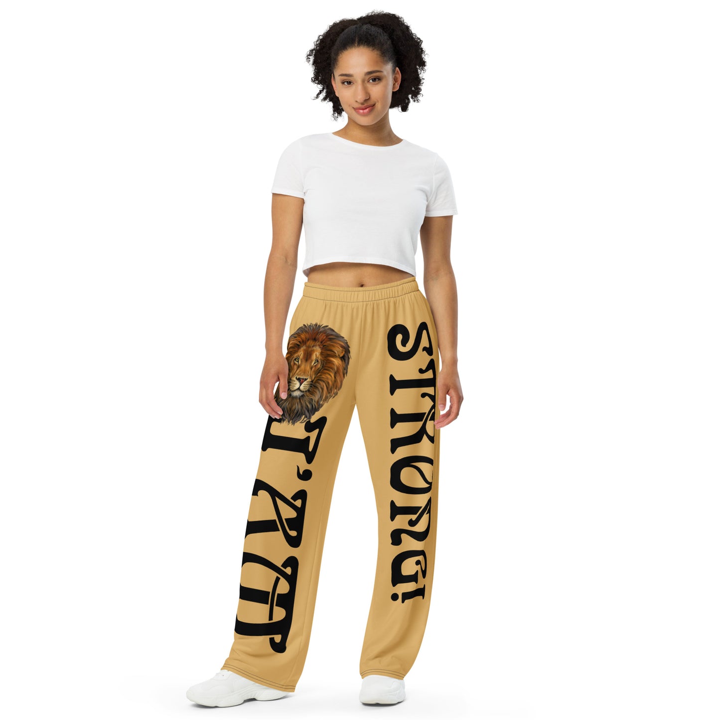 “I’AM STRONG!” Fawn Unisex Wide-Leg Pants W/Black Font