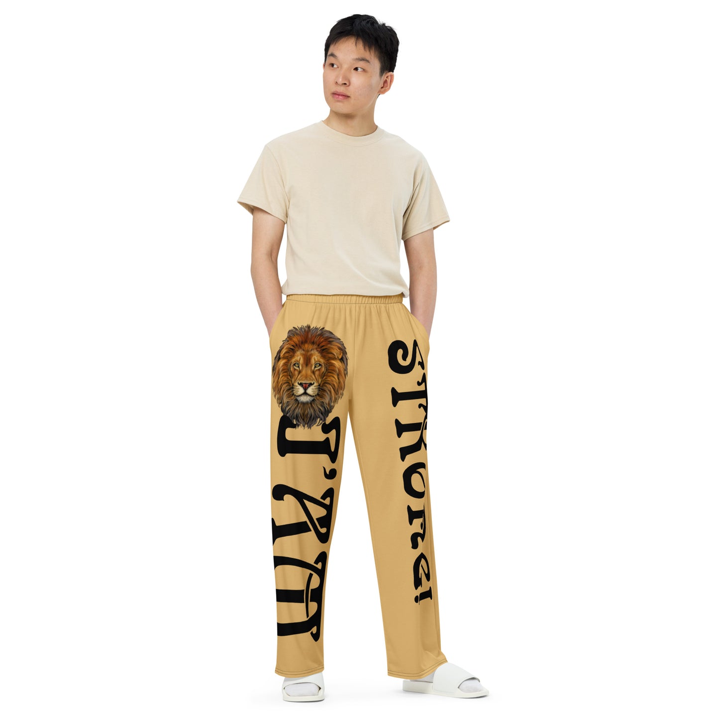 “I’AM STRONG!” Fawn Unisex Wide-Leg Pants W/Black Font