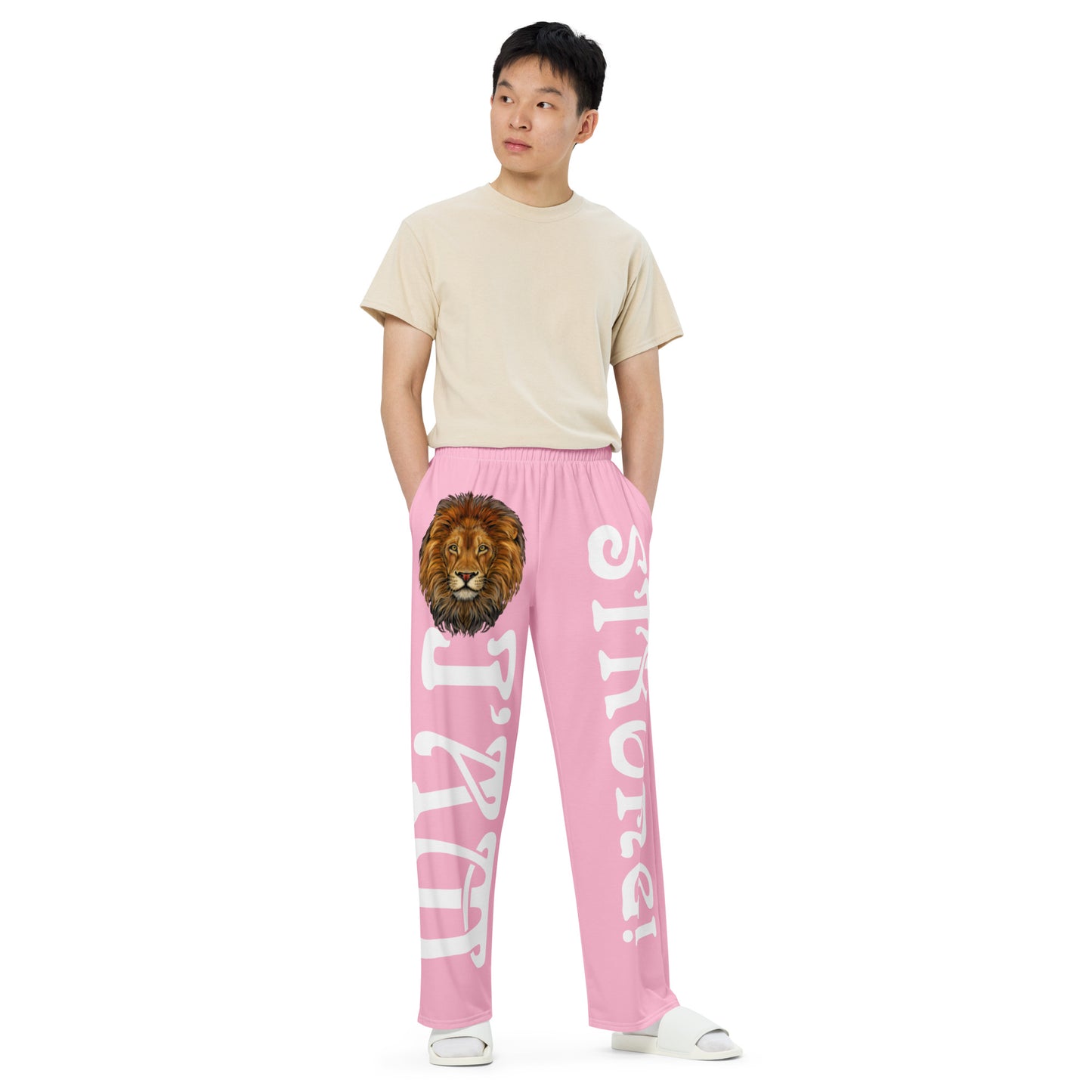 “I’AM STRONG!” Cotton Candy Unisex Wide-Leg Pants W/White Font