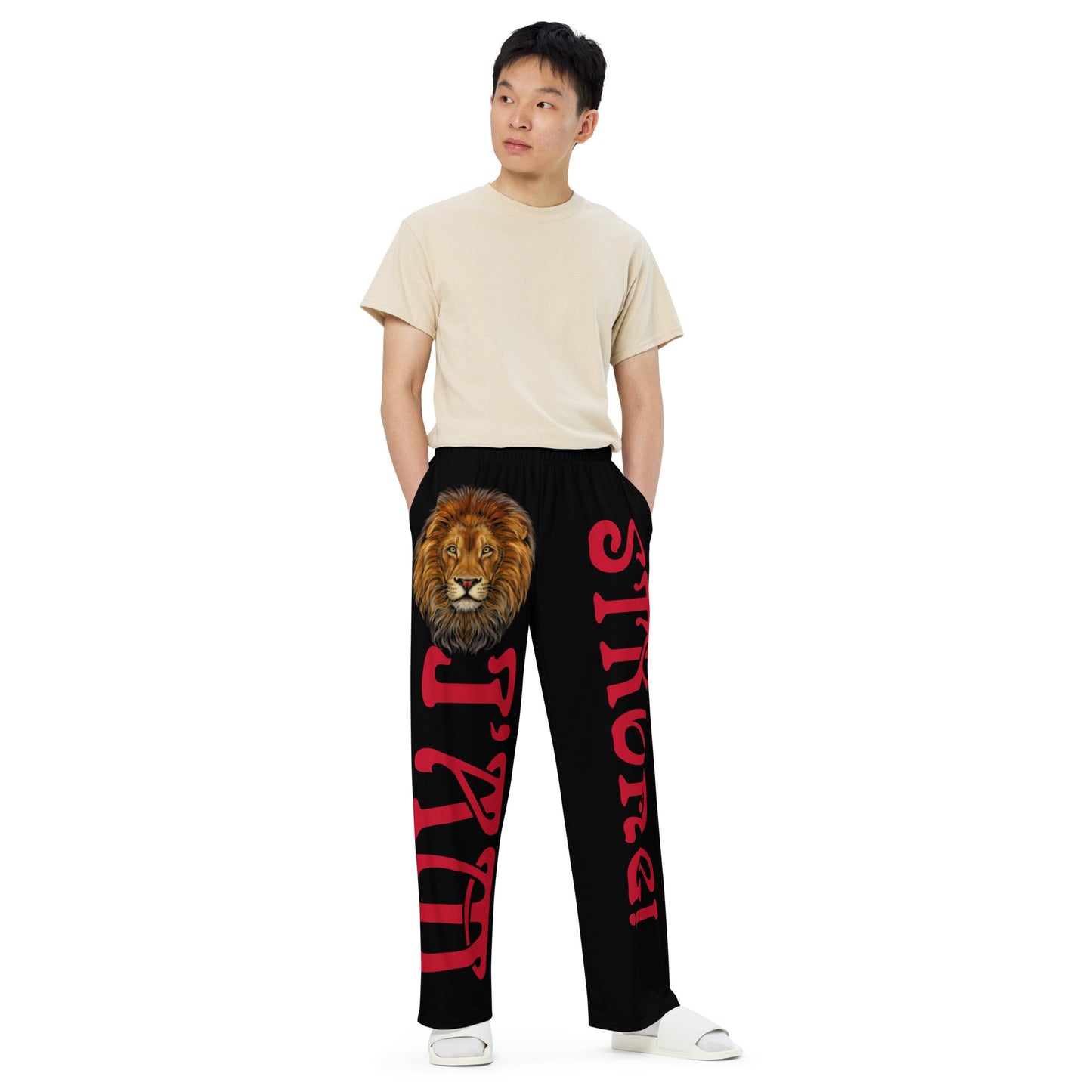 “I’AM STRONG!” Black Unisex Wide-Leg Pants W/Red Font