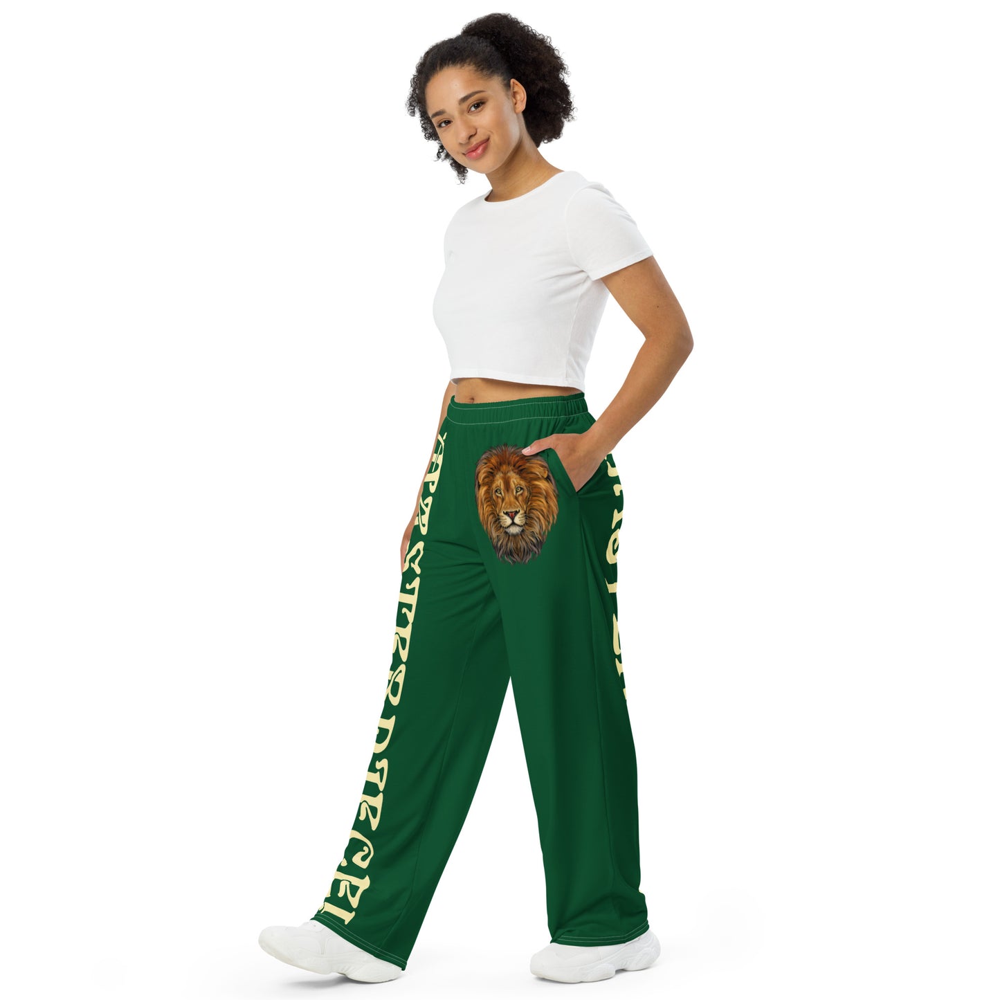 “MASTERPIECE!”Green Unisex Wide-Leg Pants W/Banana Font