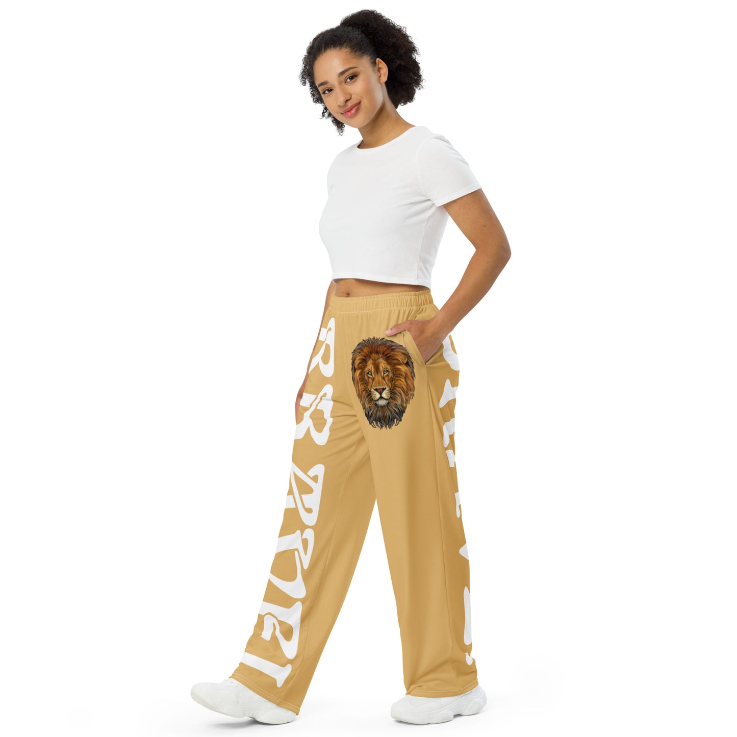 “BRAVE!”Fawn Unisex Wide-Leg Pants W/White Font