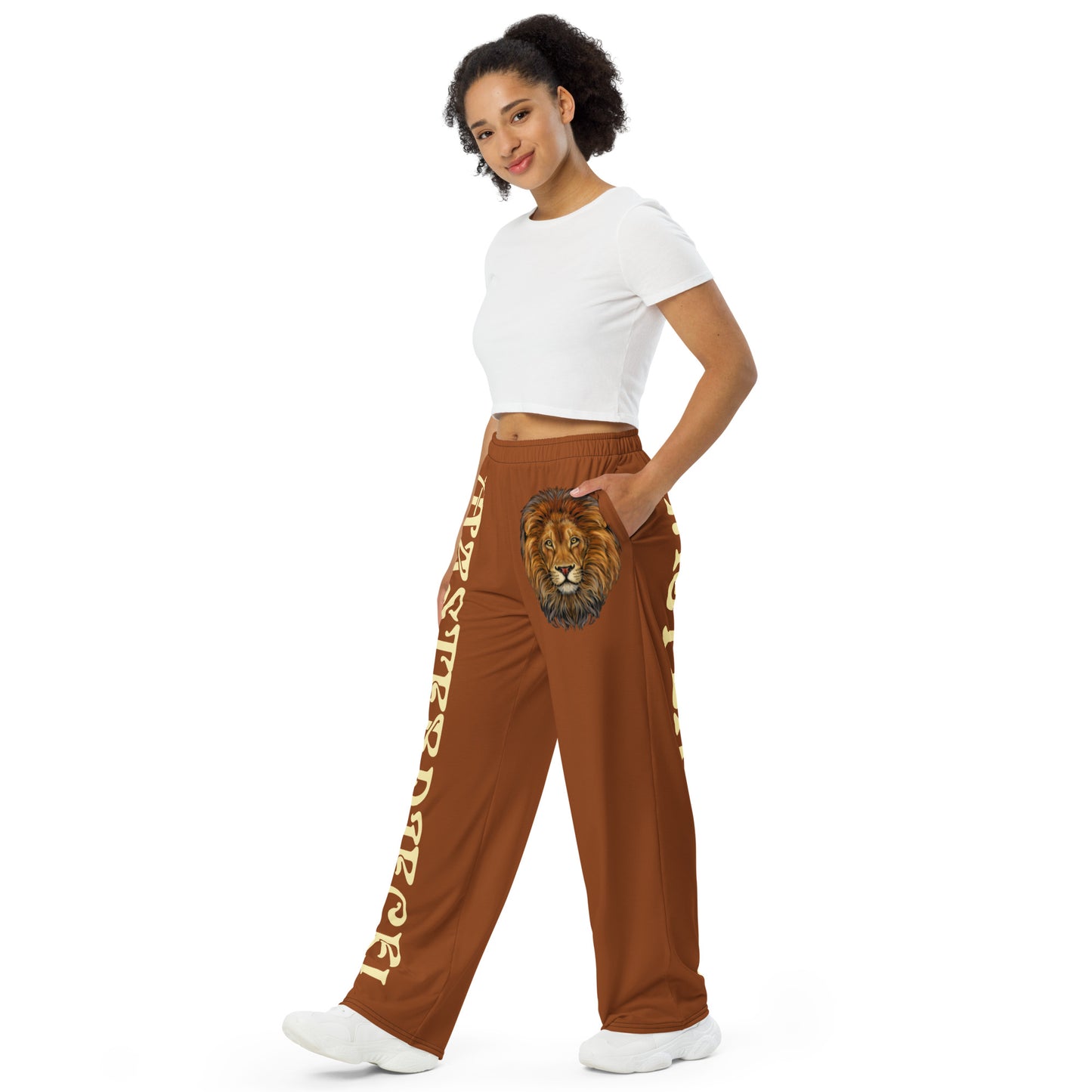 “MASTERPIECE!”Brown Unisex Wide-Leg Pants W/Banana Font
