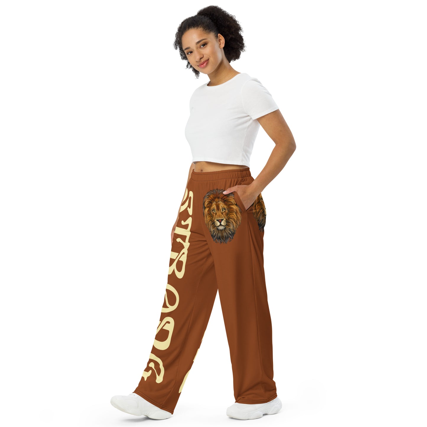 “STRONG”Brown Unisex Wide-Leg Pants W/Banana Font