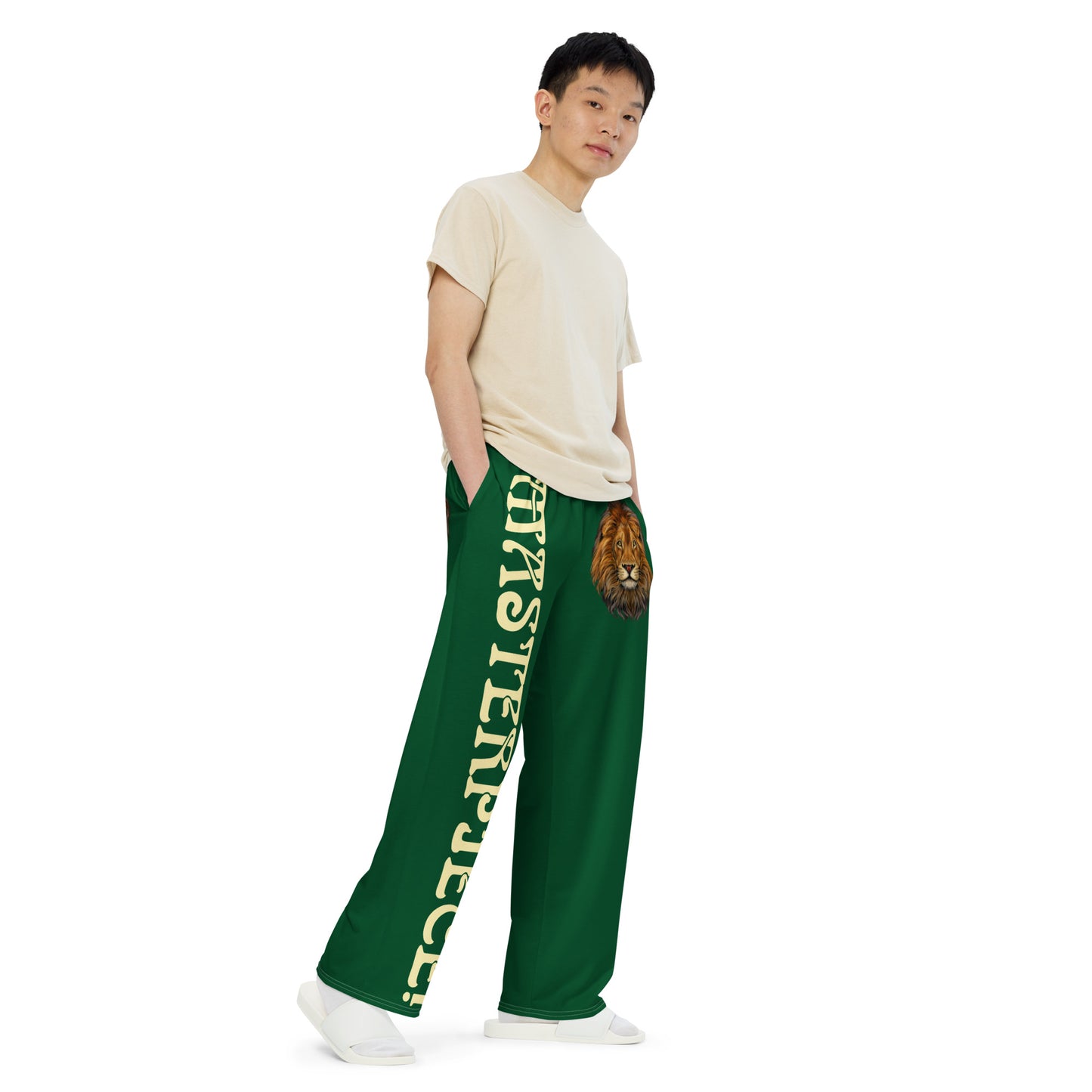 “MASTERPIECE!”Green Unisex Wide-Leg Pants W/Banana Font