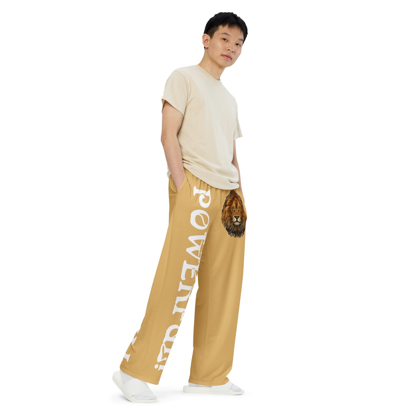 “POWERFUL!”Fawn Unisex Wide-Leg Pants W/White Font