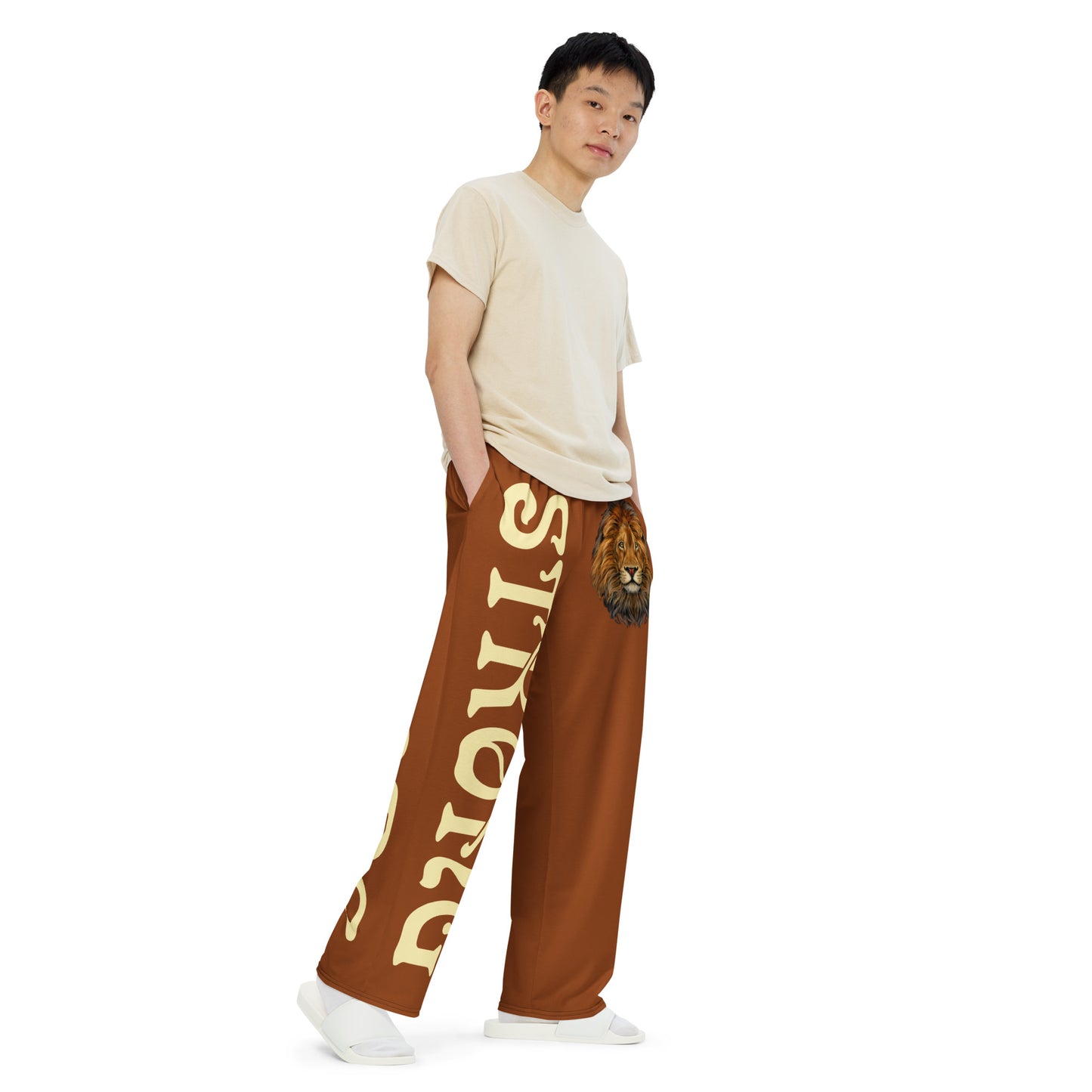 “STRONG”Brown Unisex Wide-Leg Pants W/Banana Font