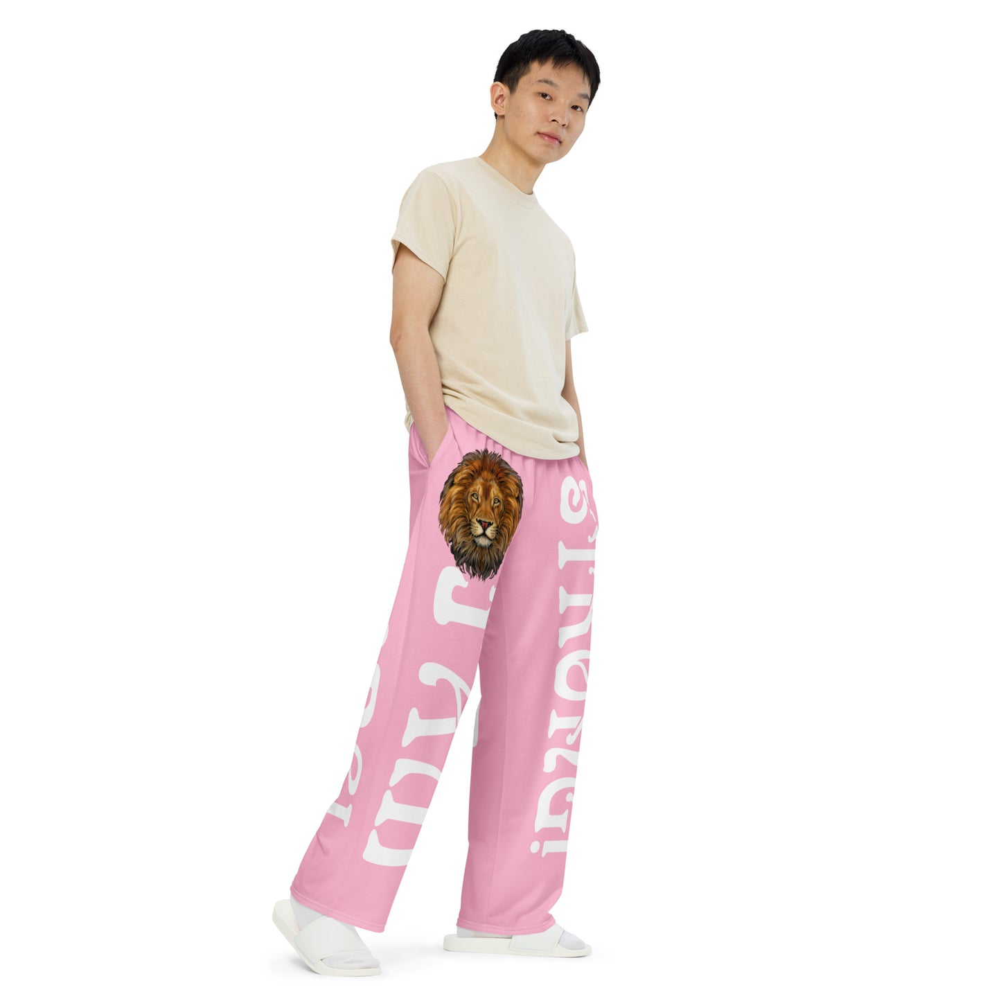 “I’AM STRONG!” Cotton Candy Unisex Wide-Leg Pants W/White Font