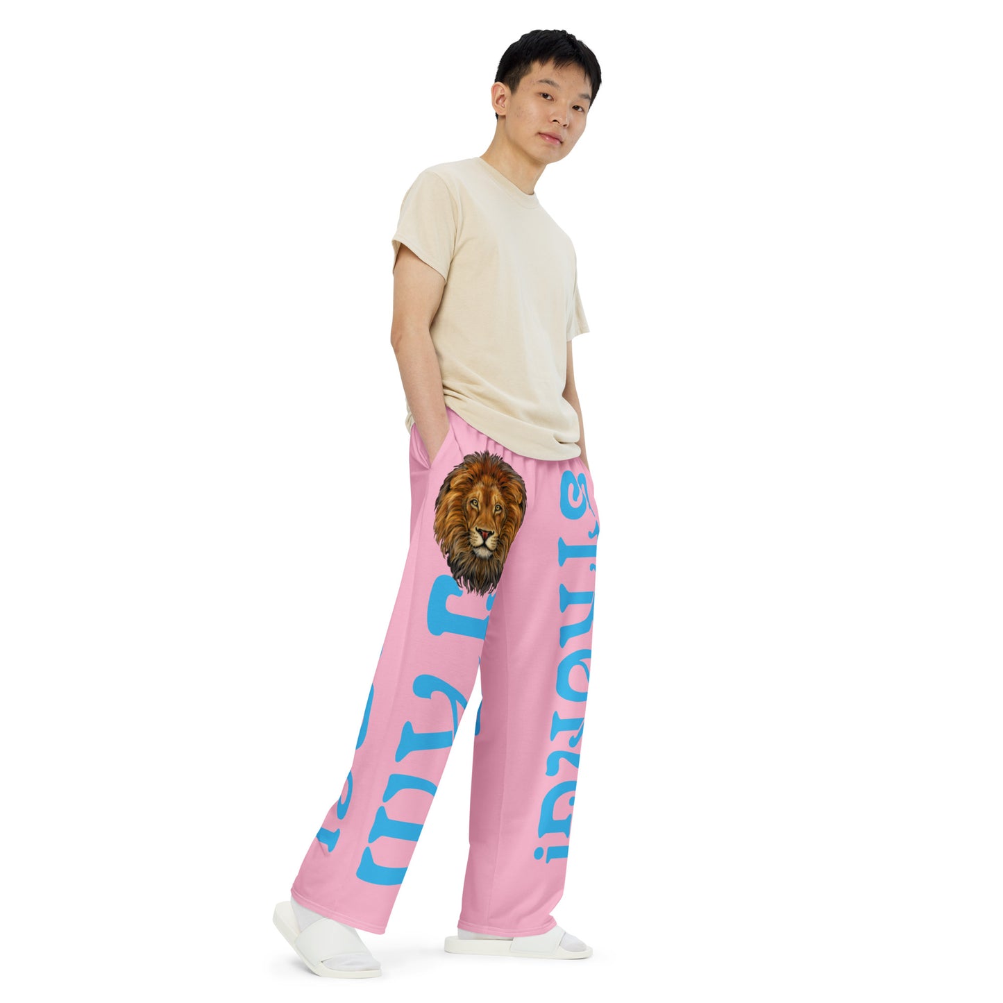 “I’AM STRONG!” Cotton Candy Unisex Wide-Leg Pants W/SkyBlue Font