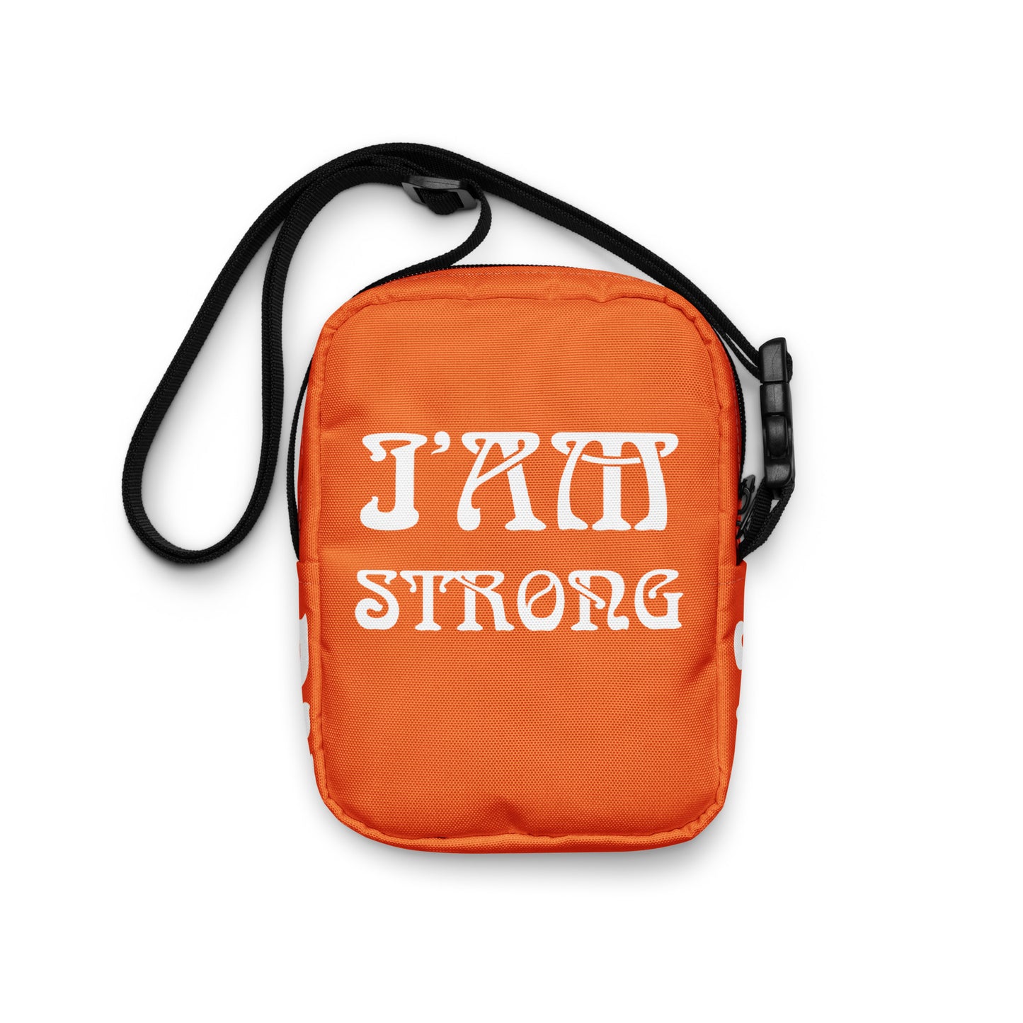 “I’AM STRONG”Orange Utility Crossbody Bag W/White Font