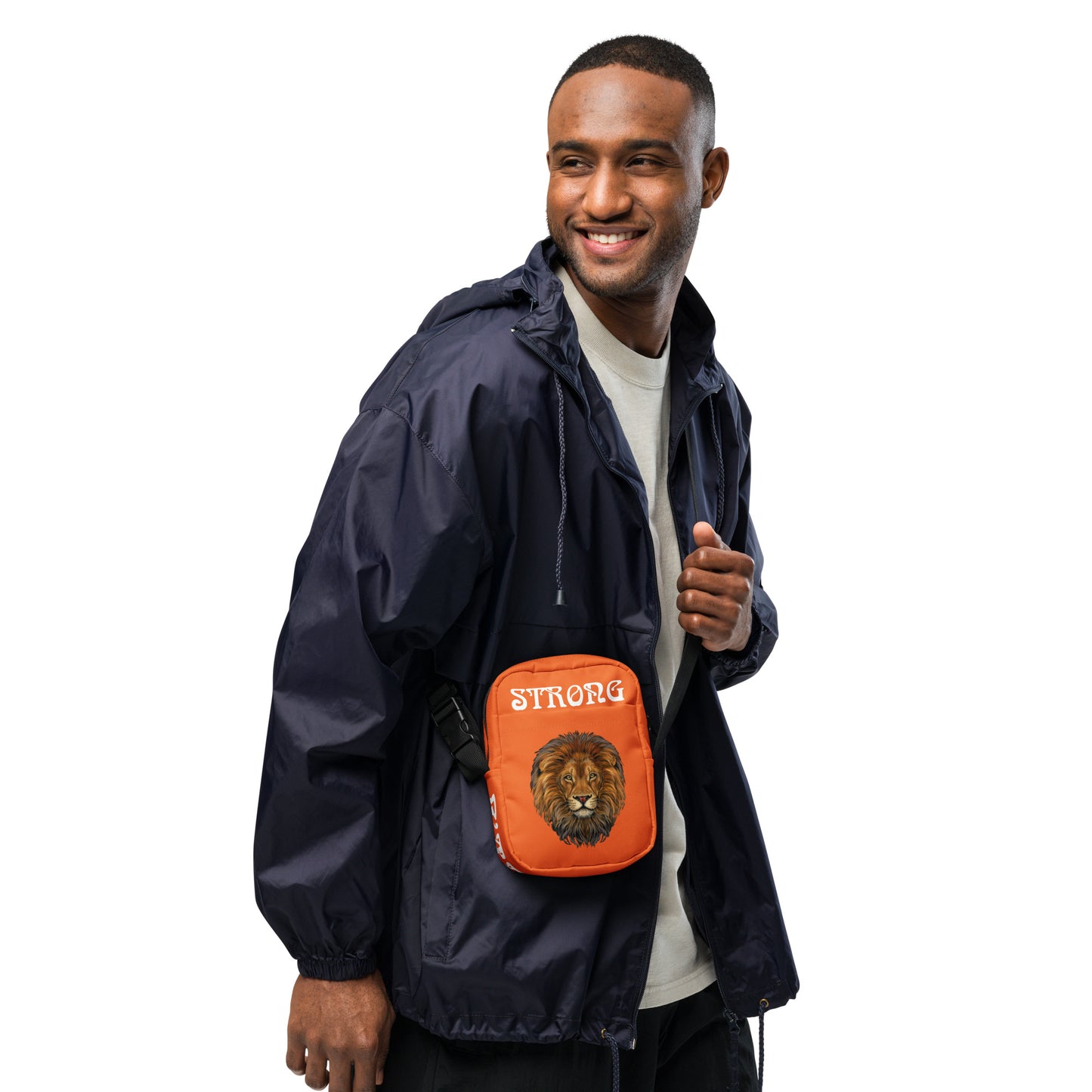 “I’AM STRONG”Orange Utility Crossbody Bag W/White Font