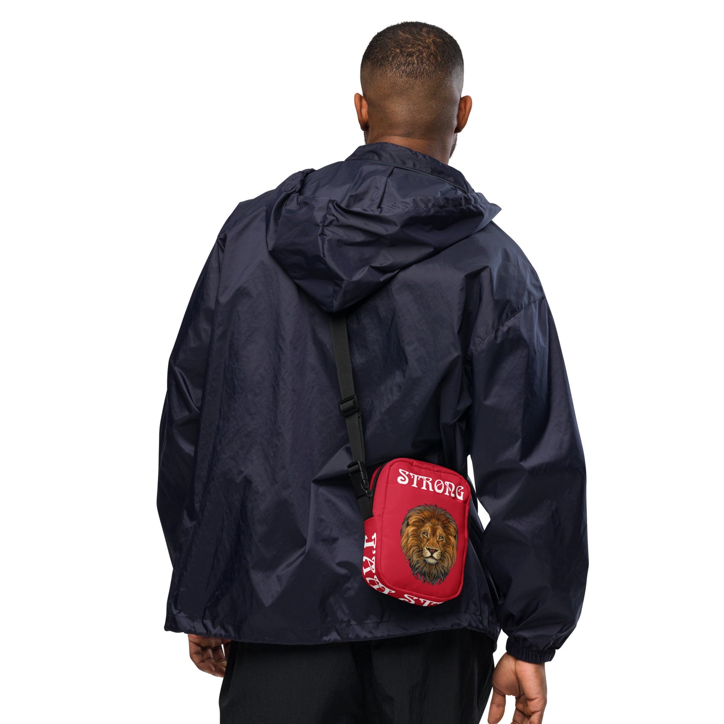 “I’AM STRONG”Red Utility Crossbody Bag W/White Font