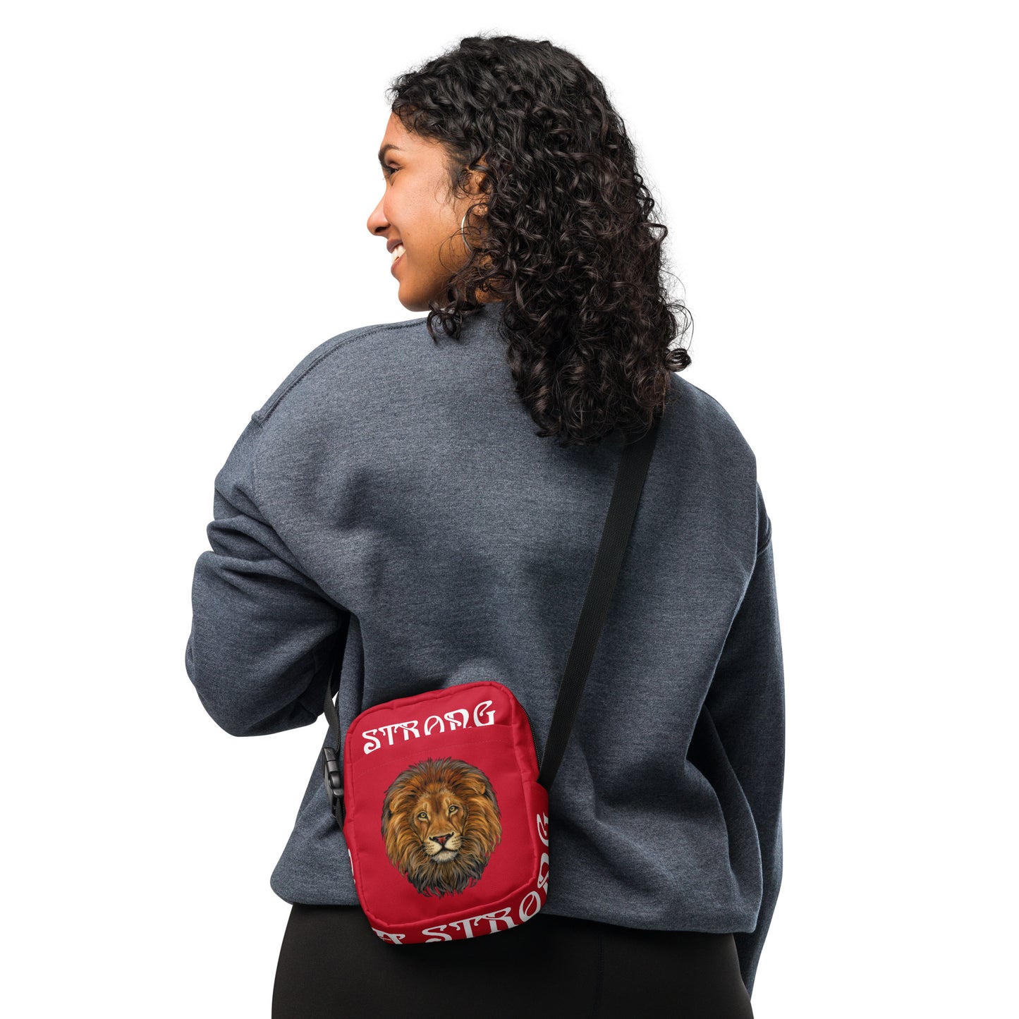 “I’AM STRONG”Red Utility Crossbody Bag W/White Font