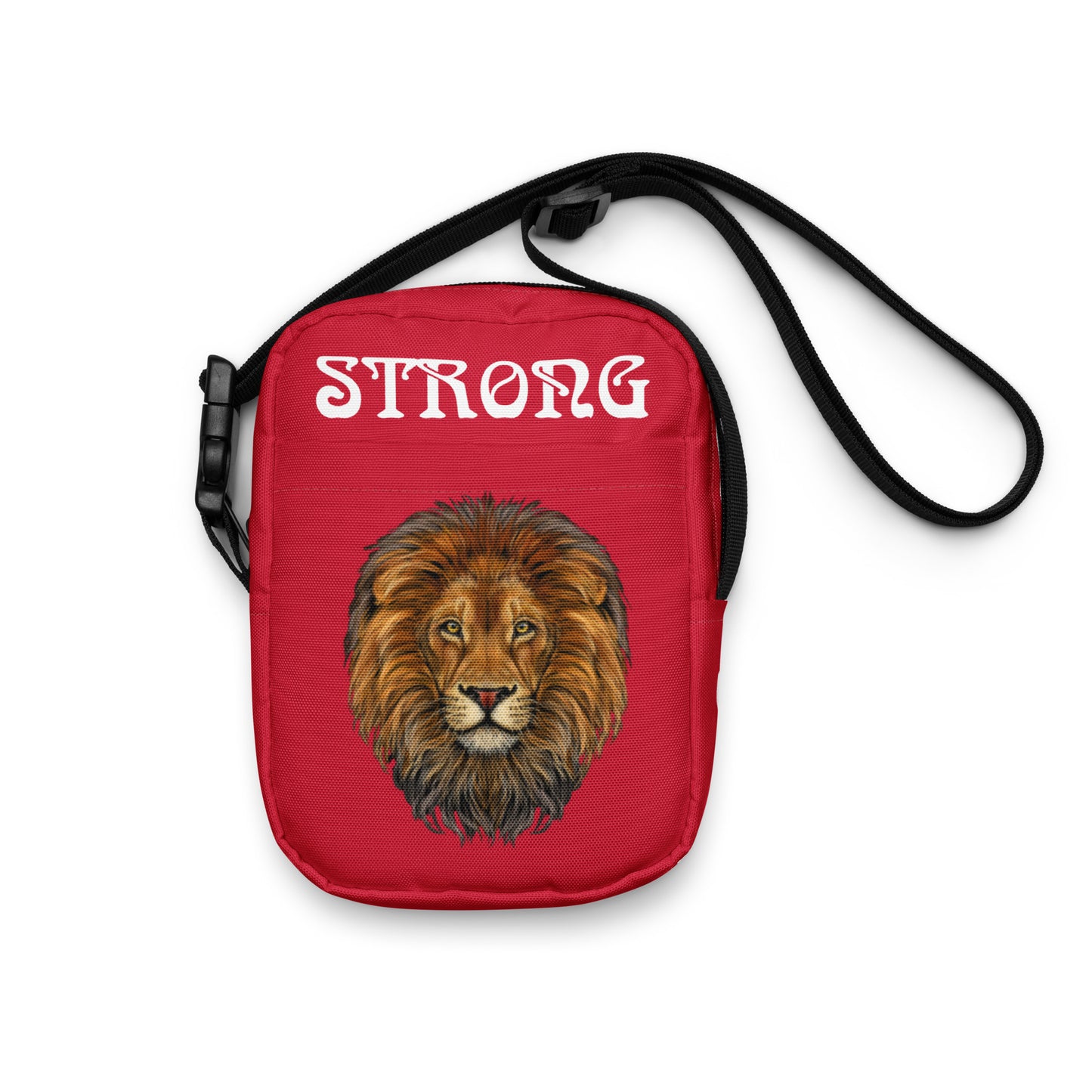 “I’AM STRONG”Red Utility Crossbody Bag W/White Font