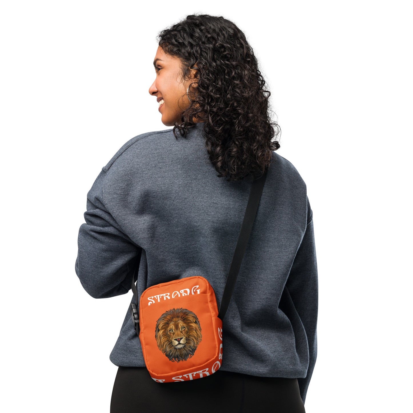 “I’AM STRONG”Orange Utility Crossbody Bag W/White Font