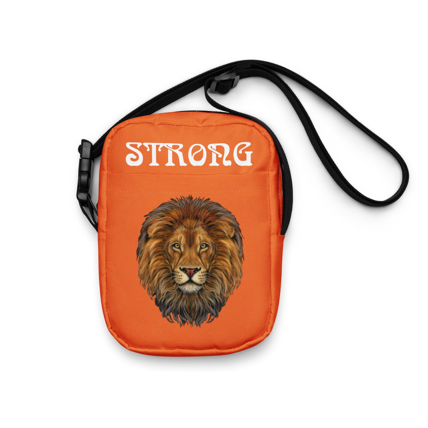 “I’AM STRONG”Orange Utility Crossbody Bag W/White Font