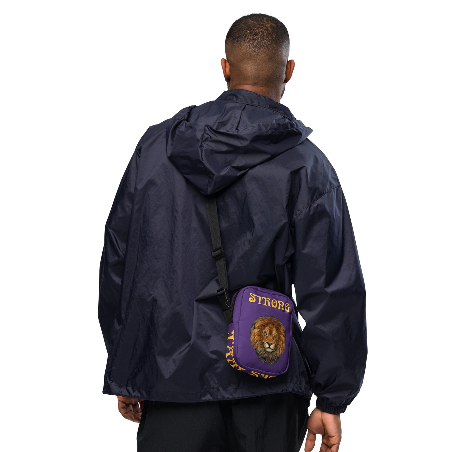 “I’AM STRONG”Purple Utility Crossbody Bag W/Yellow Font