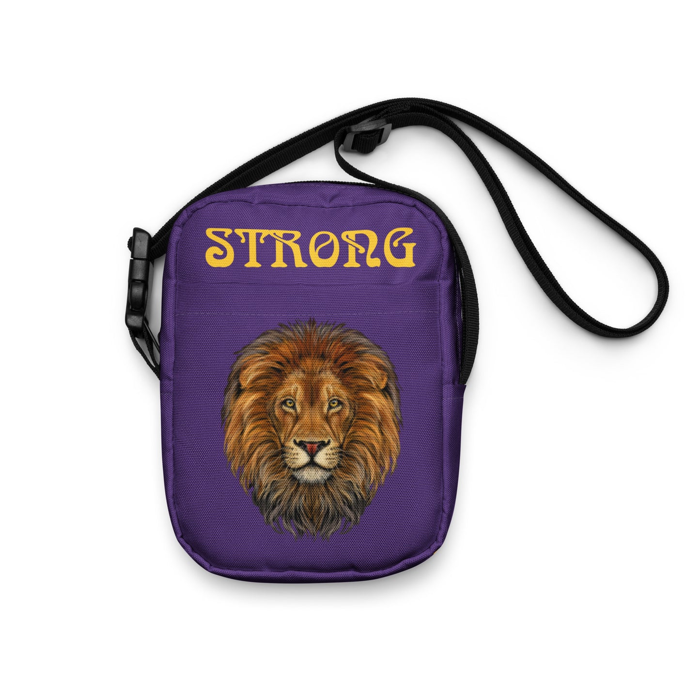 “I’AM STRONG”Purple Utility Crossbody Bag W/Yellow Font