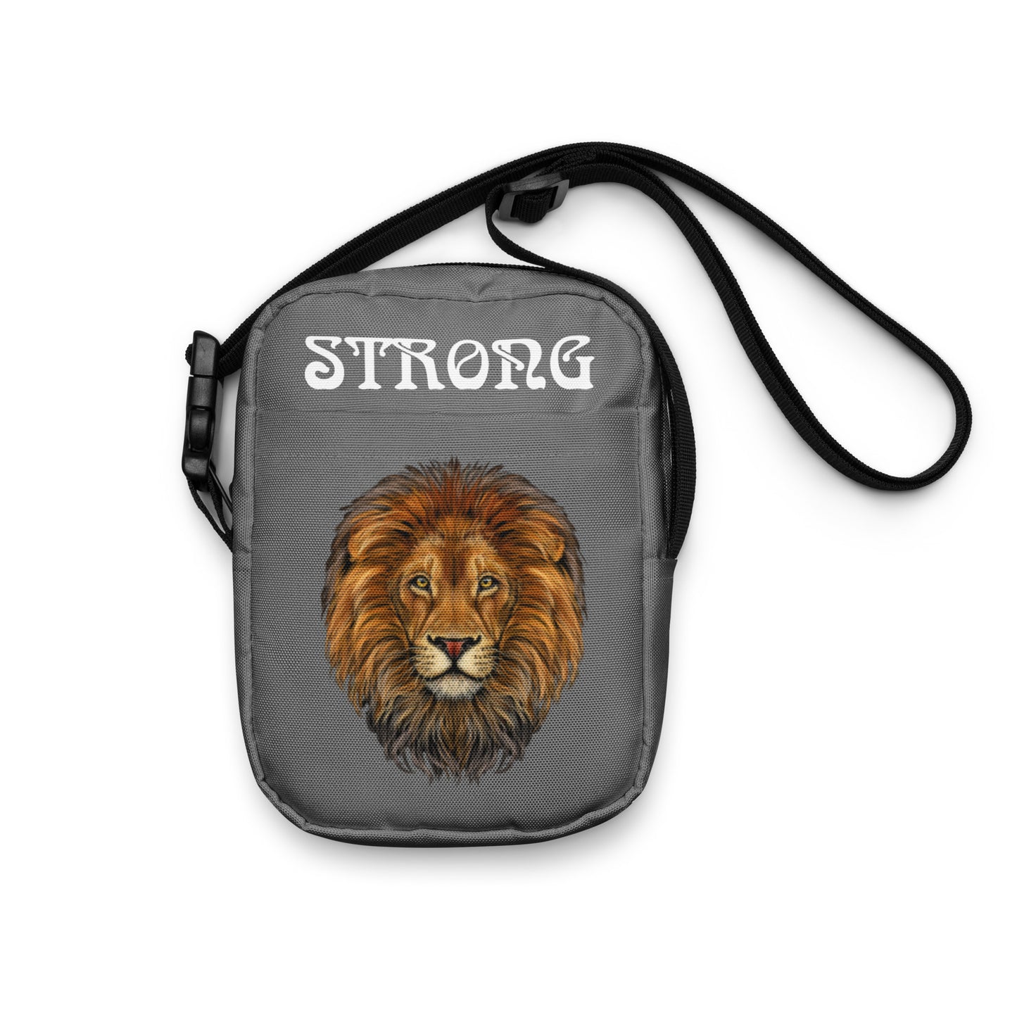 “I’AM STRONG”Grey Utility Crossbody Bag W/White Font