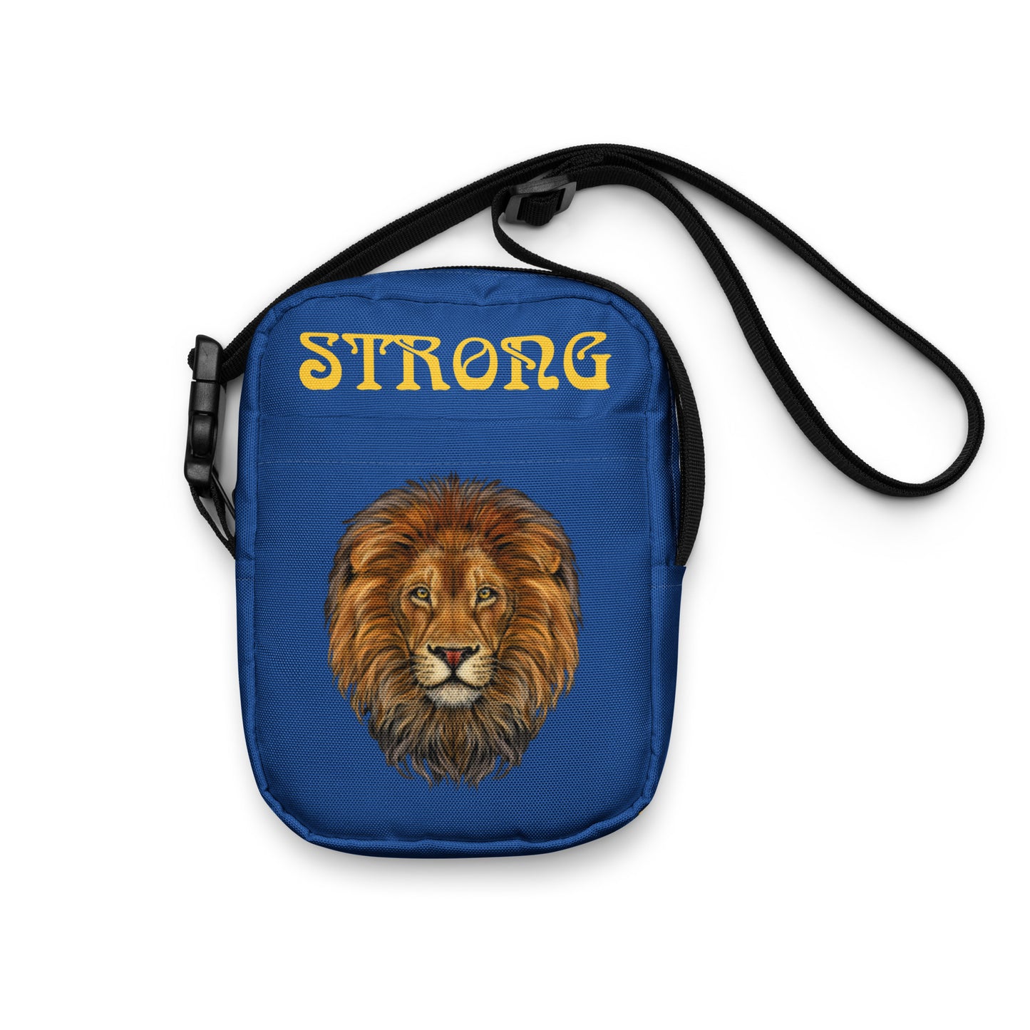 “I’AM STRONG”Blue Utility Crossbody Bag W/Yellow Font