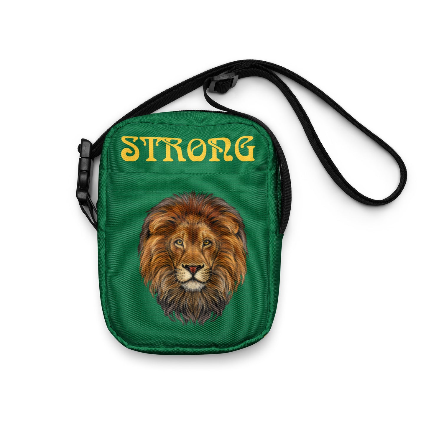 “I’AM STRONG”Green Utility Crossbody Bag W/Yellow Font