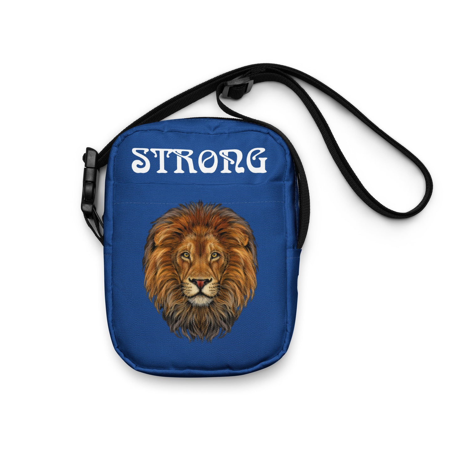 “I’AM STRONG”Blue Utility Crossbody Bag W/White Font