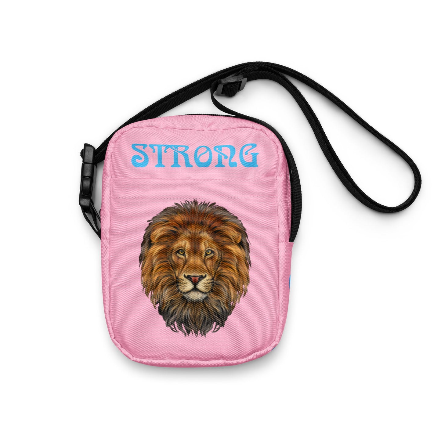 “I’AM STRONG”Cotton Candy Utility Crossbody Bag W/SkyBlue Font
