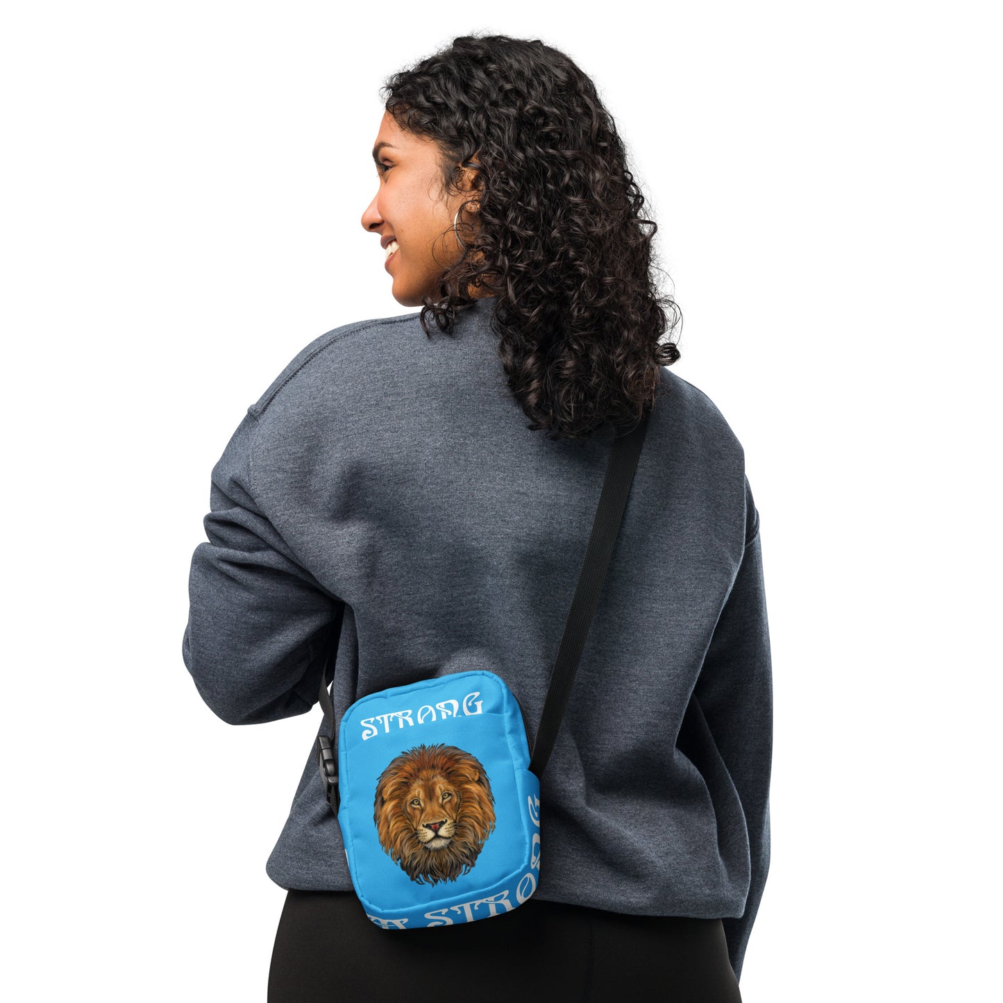 “I’AM STRONG”SkyBlue Utility Crossbody Bag W/White Font