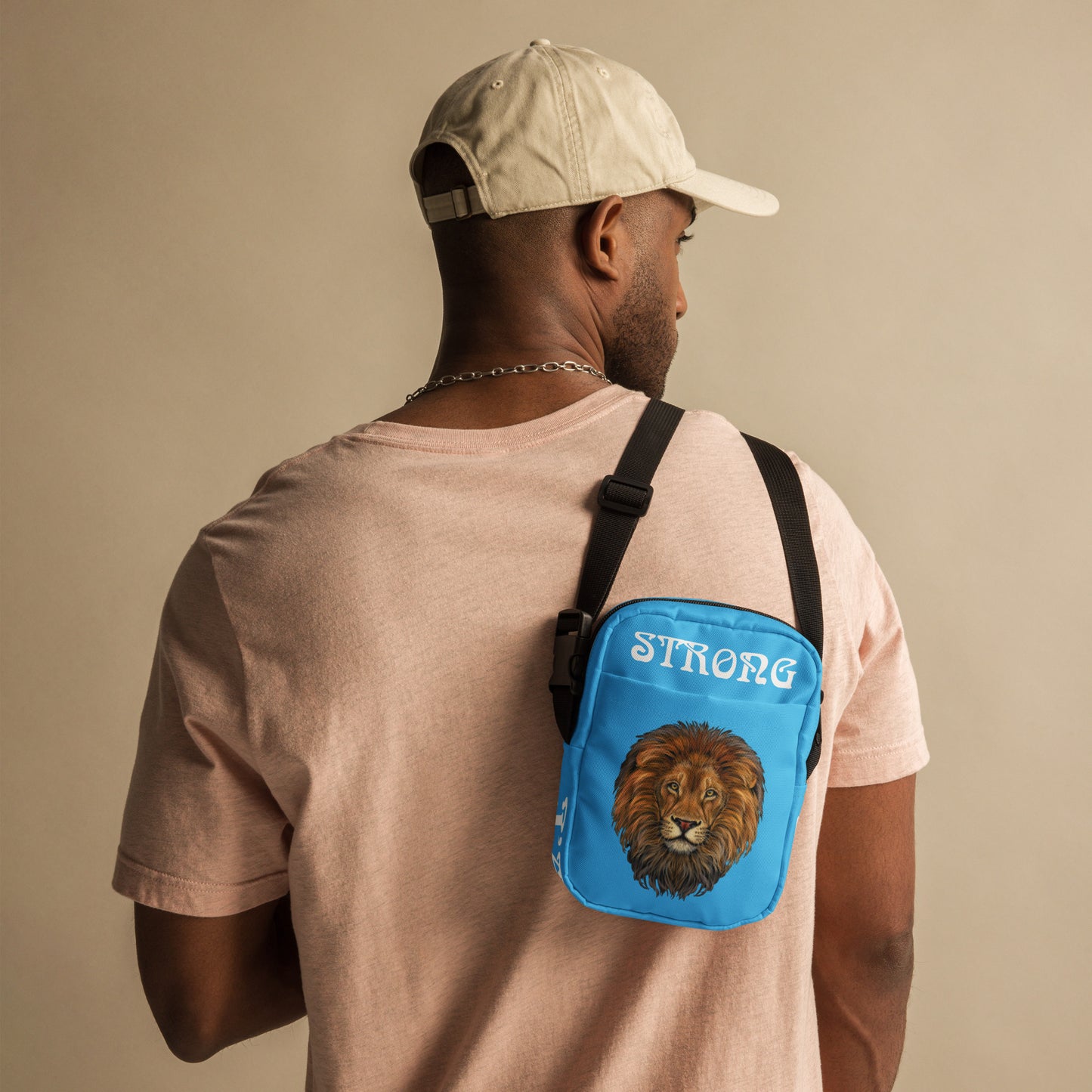 “I’AM STRONG”SkyBlue Utility Crossbody Bag W/White Font