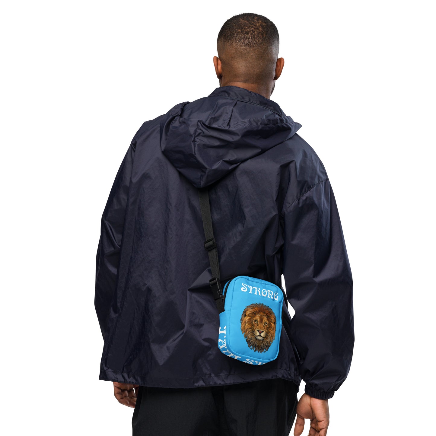 “I’AM STRONG”SkyBlue Utility Crossbody Bag W/White Font