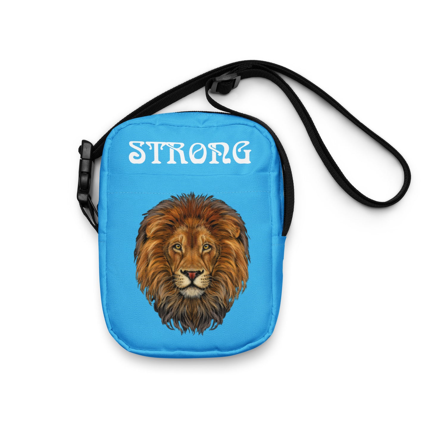 “I’AM STRONG”SkyBlue Utility Crossbody Bag W/White Font