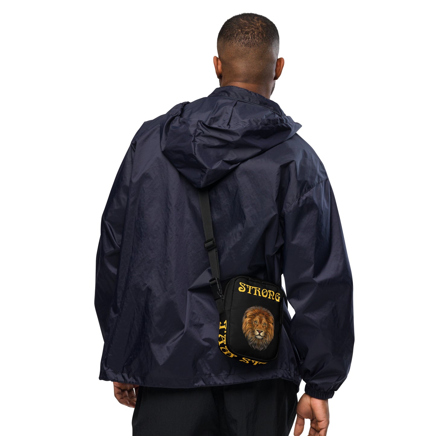 “I’AM STRONG”Black Utility Crossbody Bag W/Yellow Font