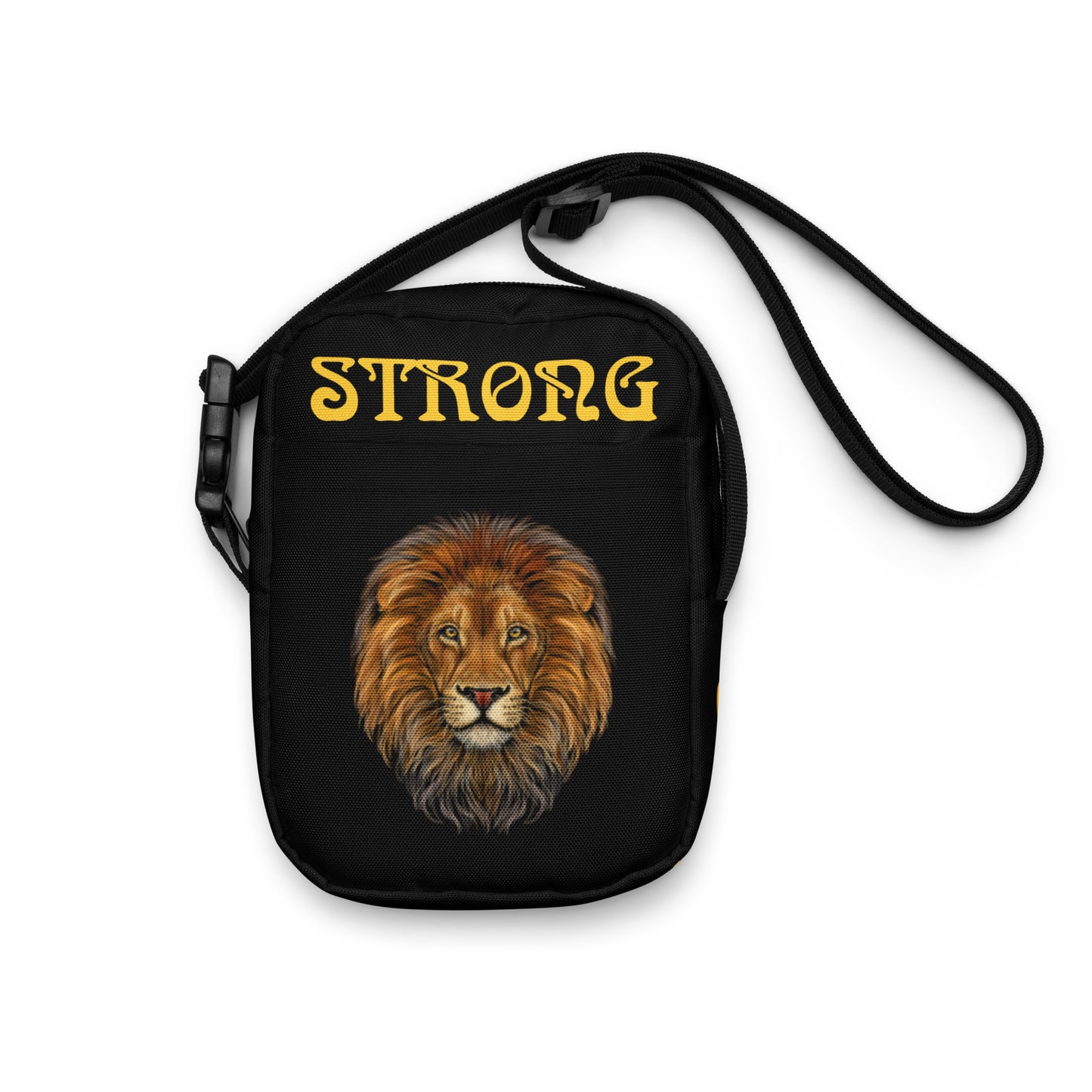 “I’AM STRONG”Black Utility Crossbody Bag W/Yellow Font